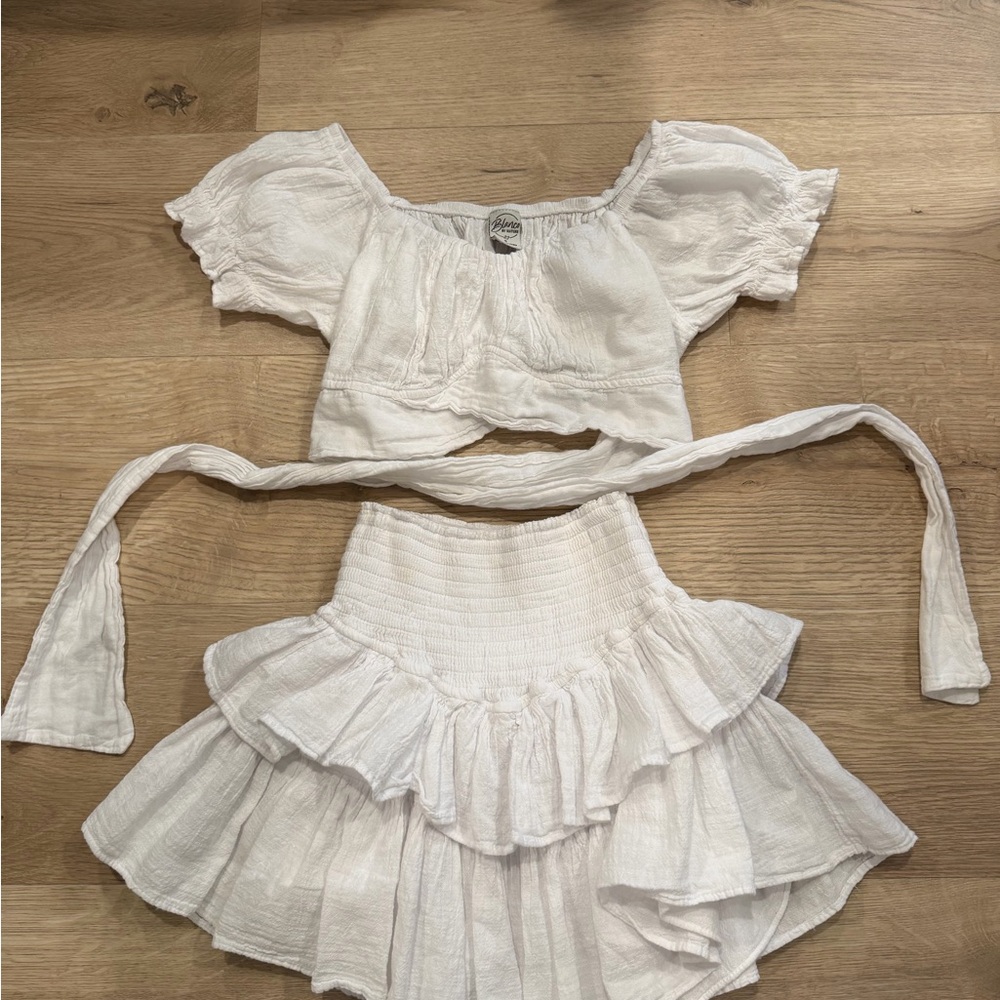 Blanco By Nature White Ruffled Two-Piece Set